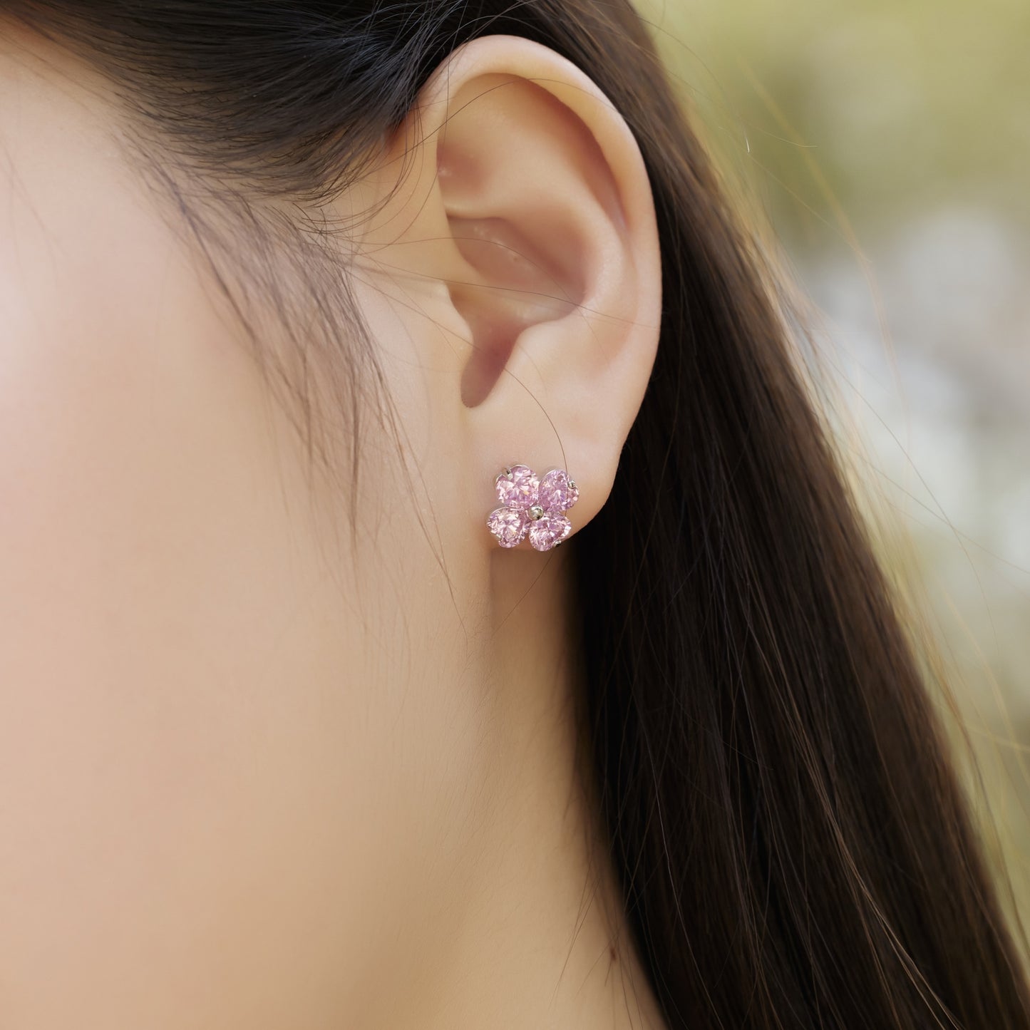 Pink Flower design earrings