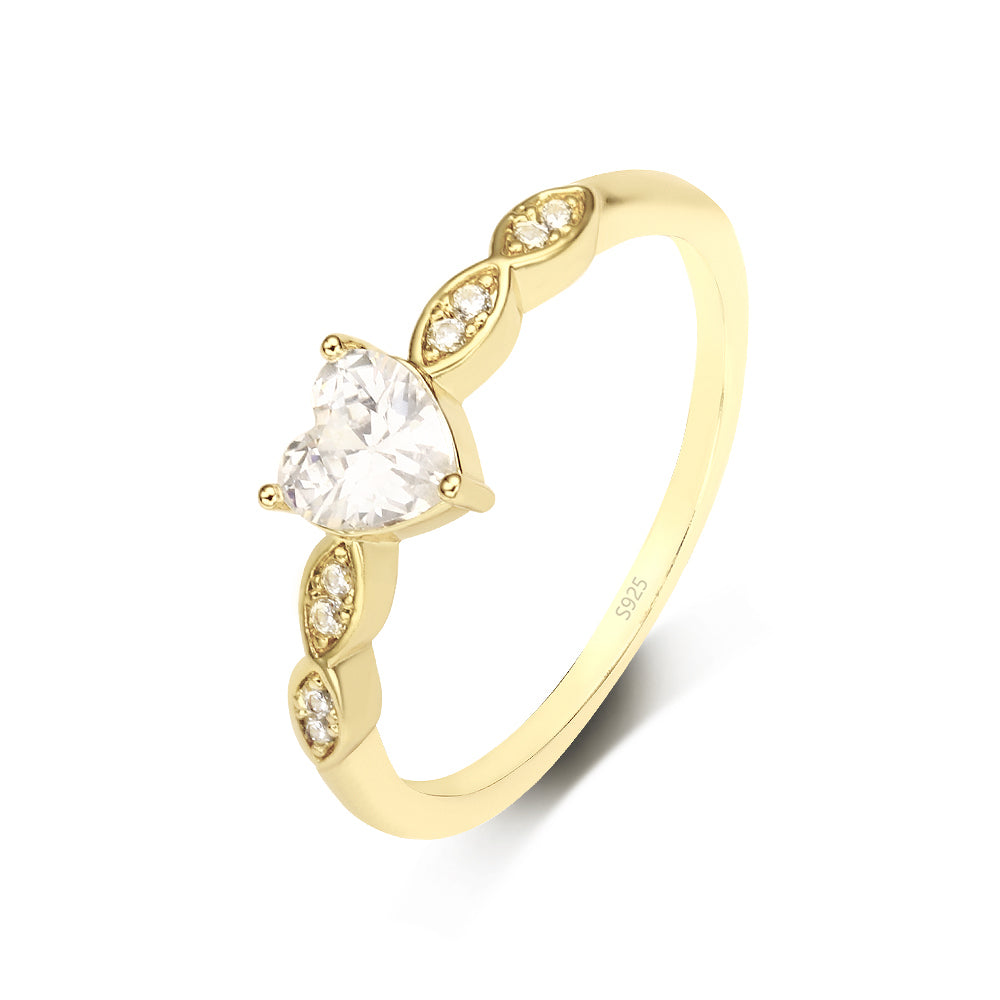 Romantic Sparkle Ring With Heart And Oval Stones