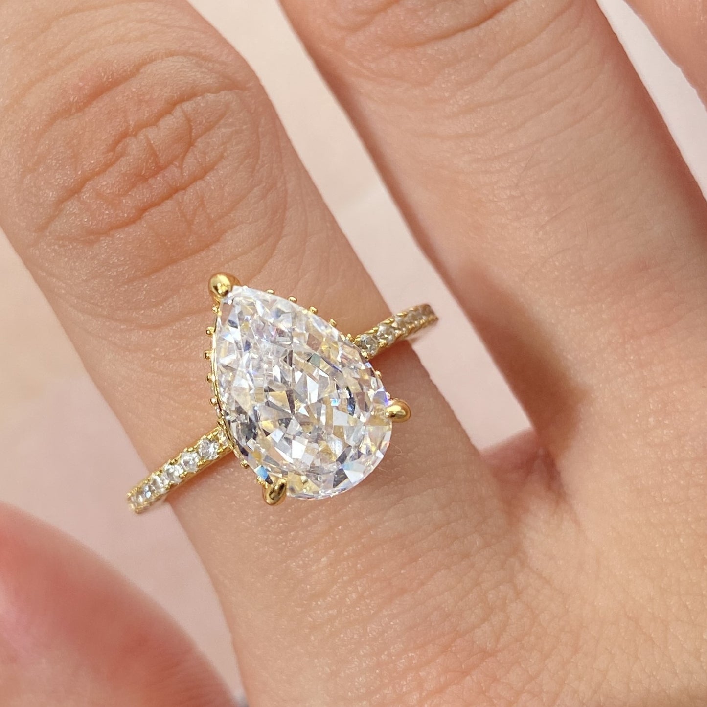 Silver Glow: White Teardrop stone ring