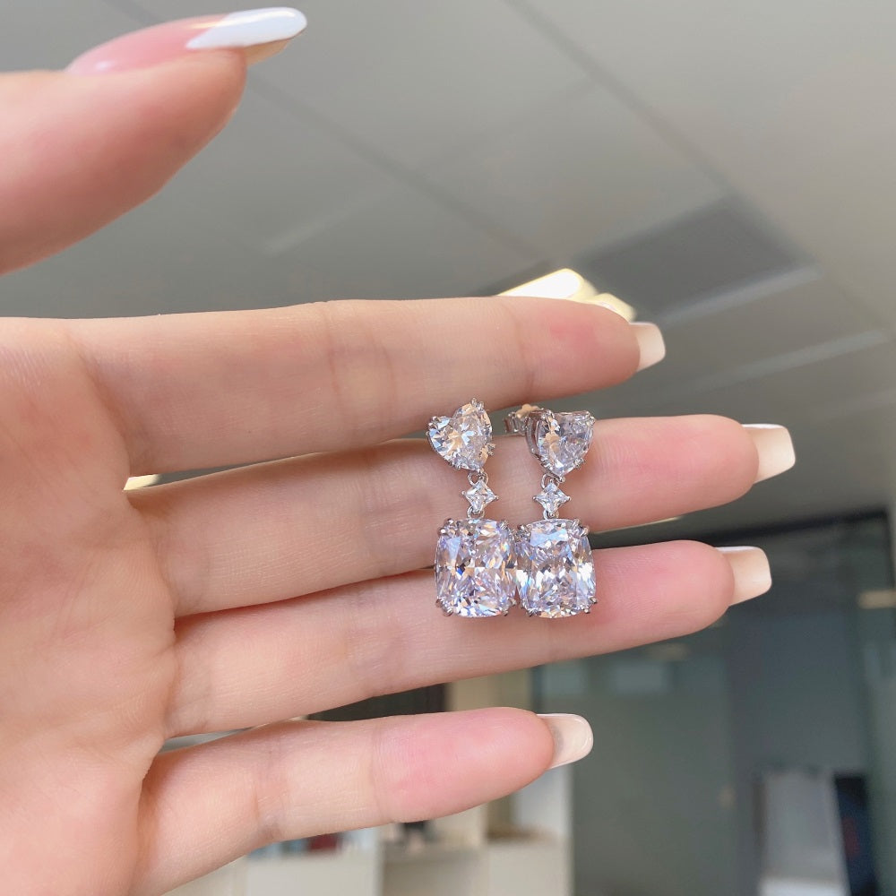 Earrings with Heart, Star and square Charms