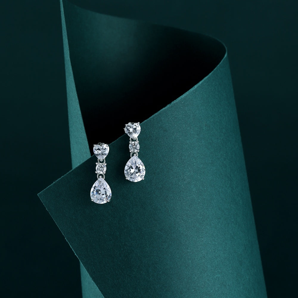 Heart & Tear Drop Earrings - Eternal Spark