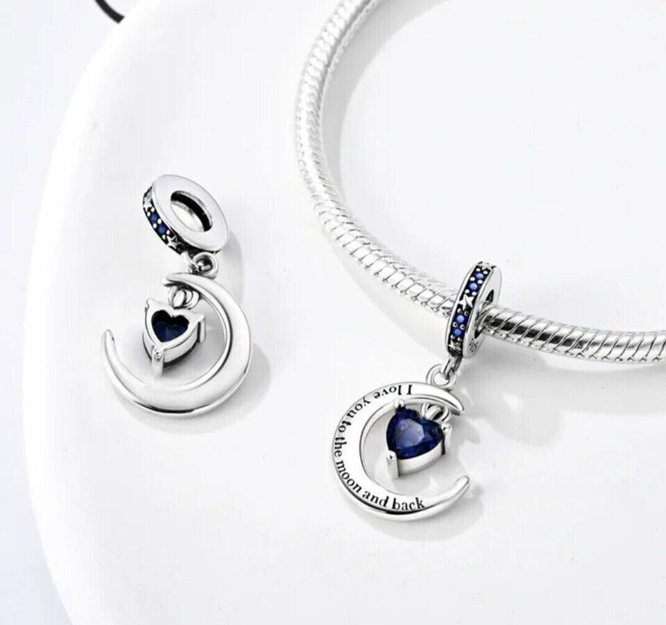 To the Moon and Back Heart Charm