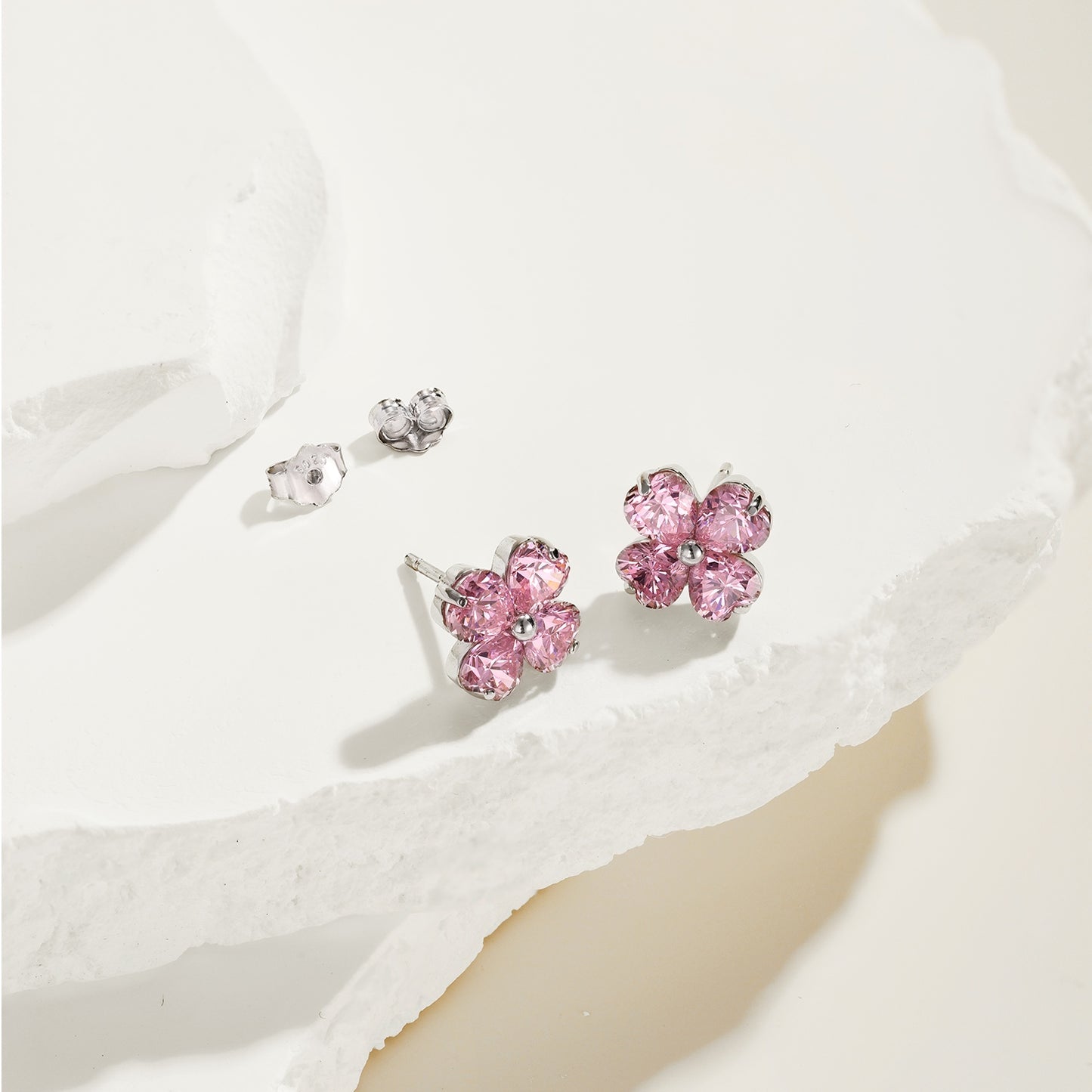 PINK FLOWER DESIGN EARRINGS