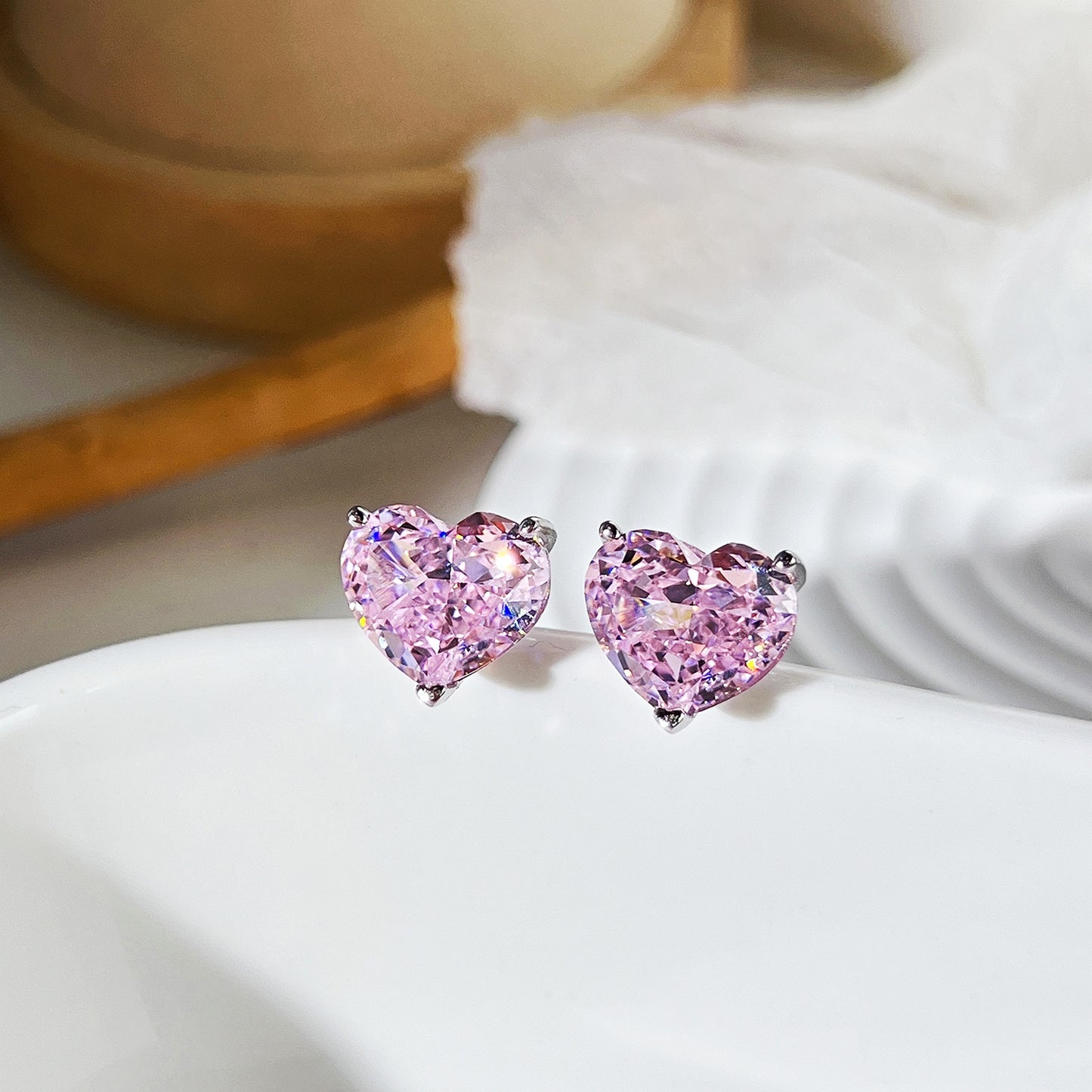 PINK HEART SHAPED EARRINGS