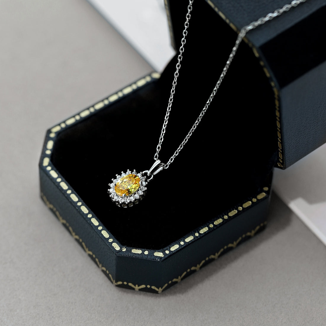 Yellow sun design necklace