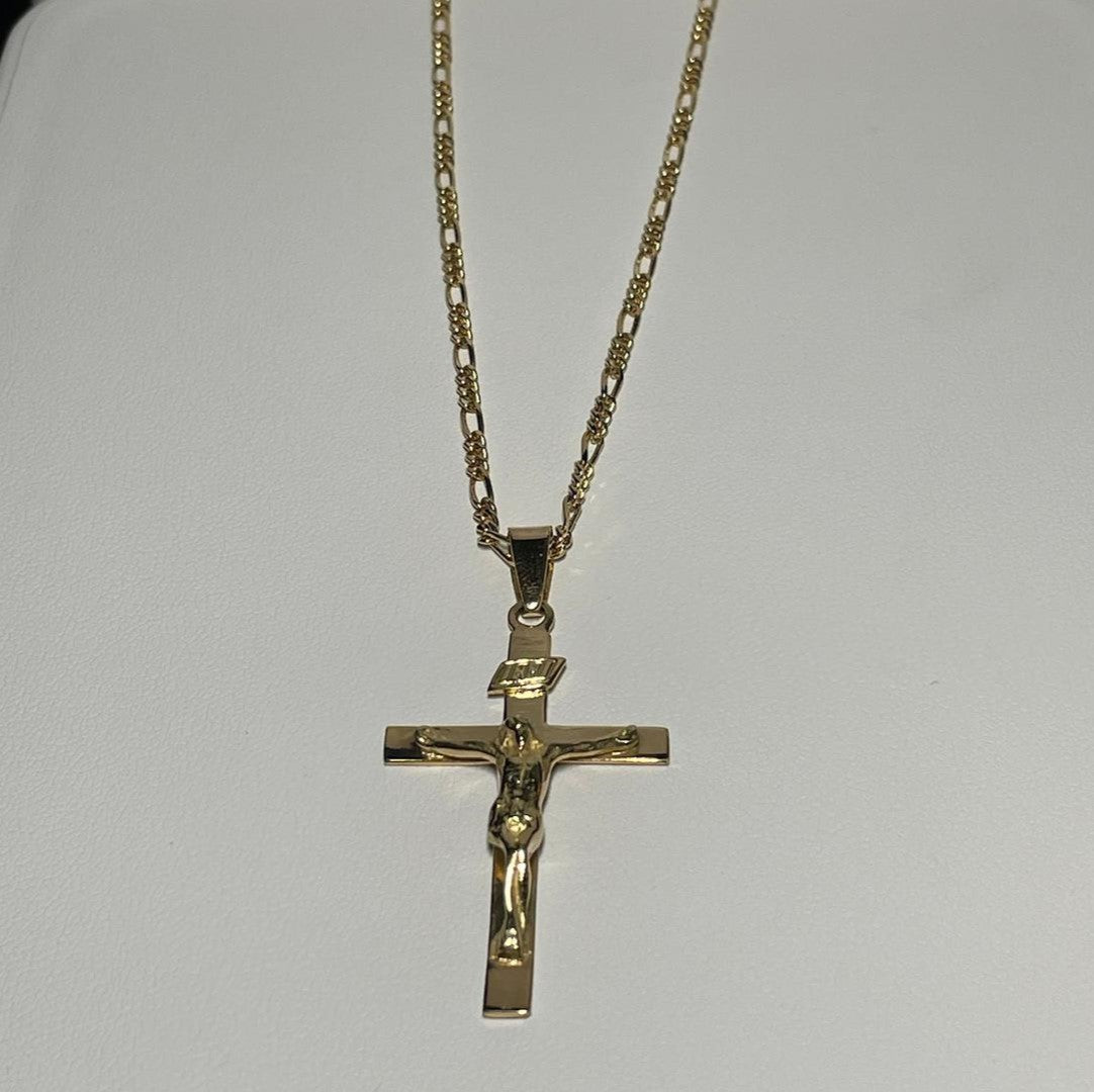 18k Gold Crucifix with Chain