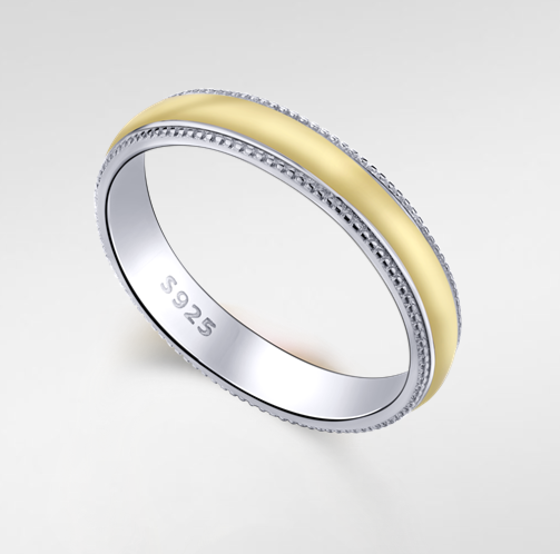 Two-Tone 925 Sterling Silver and Gold-Plated Band