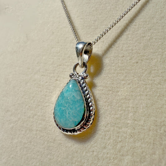 950 Silver Necklace with Natural Turquoise Stone