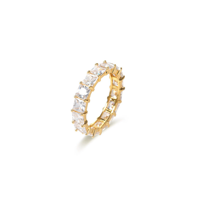 Timeless Ring with Gold Plating and Zirconia Stones