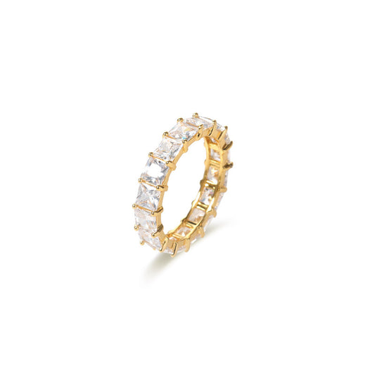 Timeless Ring with Gold Plating and Zirconia Stones