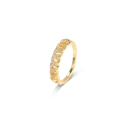 GOLDEN LEAF ZIRCON BAND RING