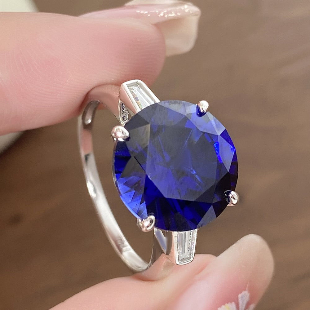 AZURE SERENITY: SILVER BLUE STONE RING