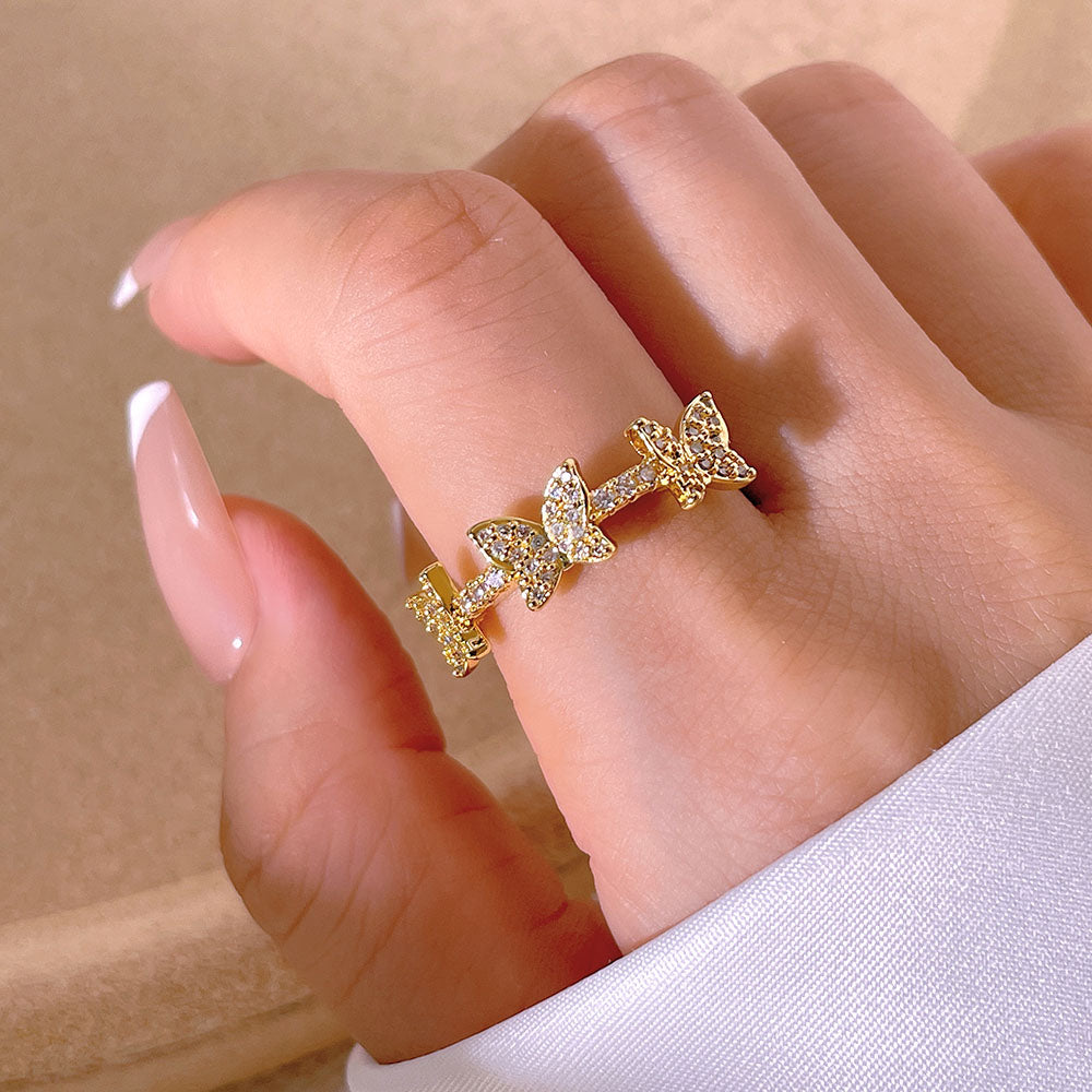 Butterfly Grace: Gold-Platead Ring