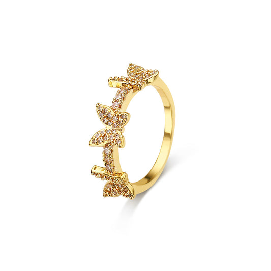 Butterfly Grace: Gold-Platead Ring