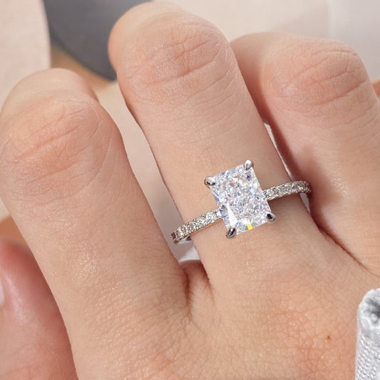 Elegant Gold-Plated Engagement Ring with Pavé Band