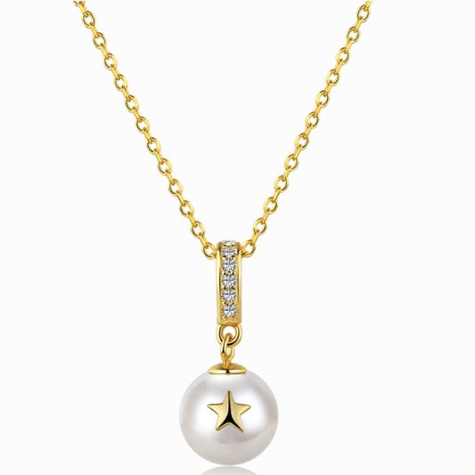 18K Gold-Plated Star Pearl Necklace: Sophistication and Charm