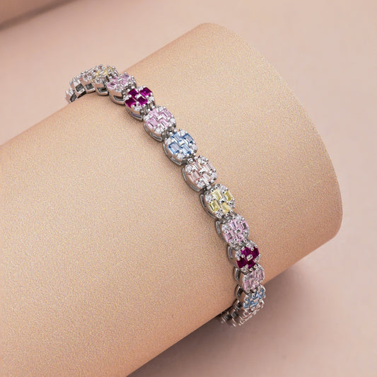 Pastel Multicolor Bracelet with Geometric Gemstones