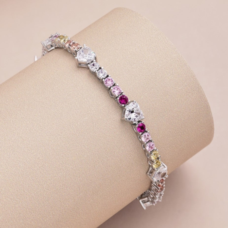 Multicolor Gemstone Bracelet with Brilliant-Cut Stones