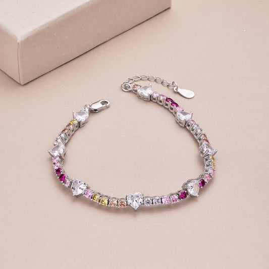 Multicolor Gemstone Bracelet with Brilliant-Cut Stones