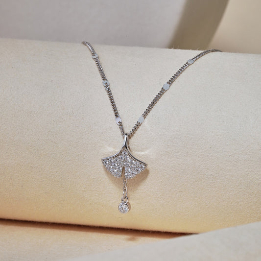 Ginkgo Leaf Necklace in Sterling Silver