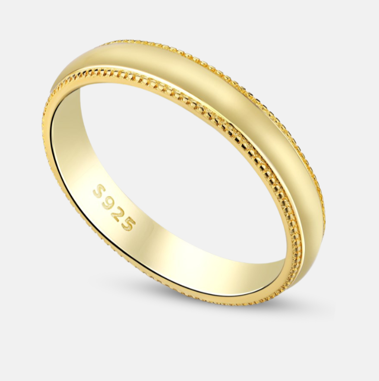 Two-Tone 925 Sterling Silver and Gold-Plated Band