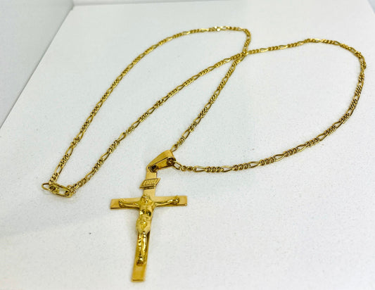 18k Gold Crucifix with Chain