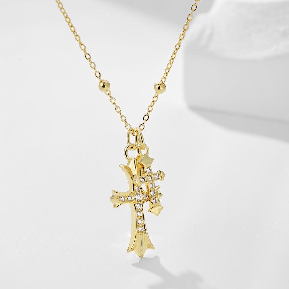 NECKLACE WITH TWO CROSSES