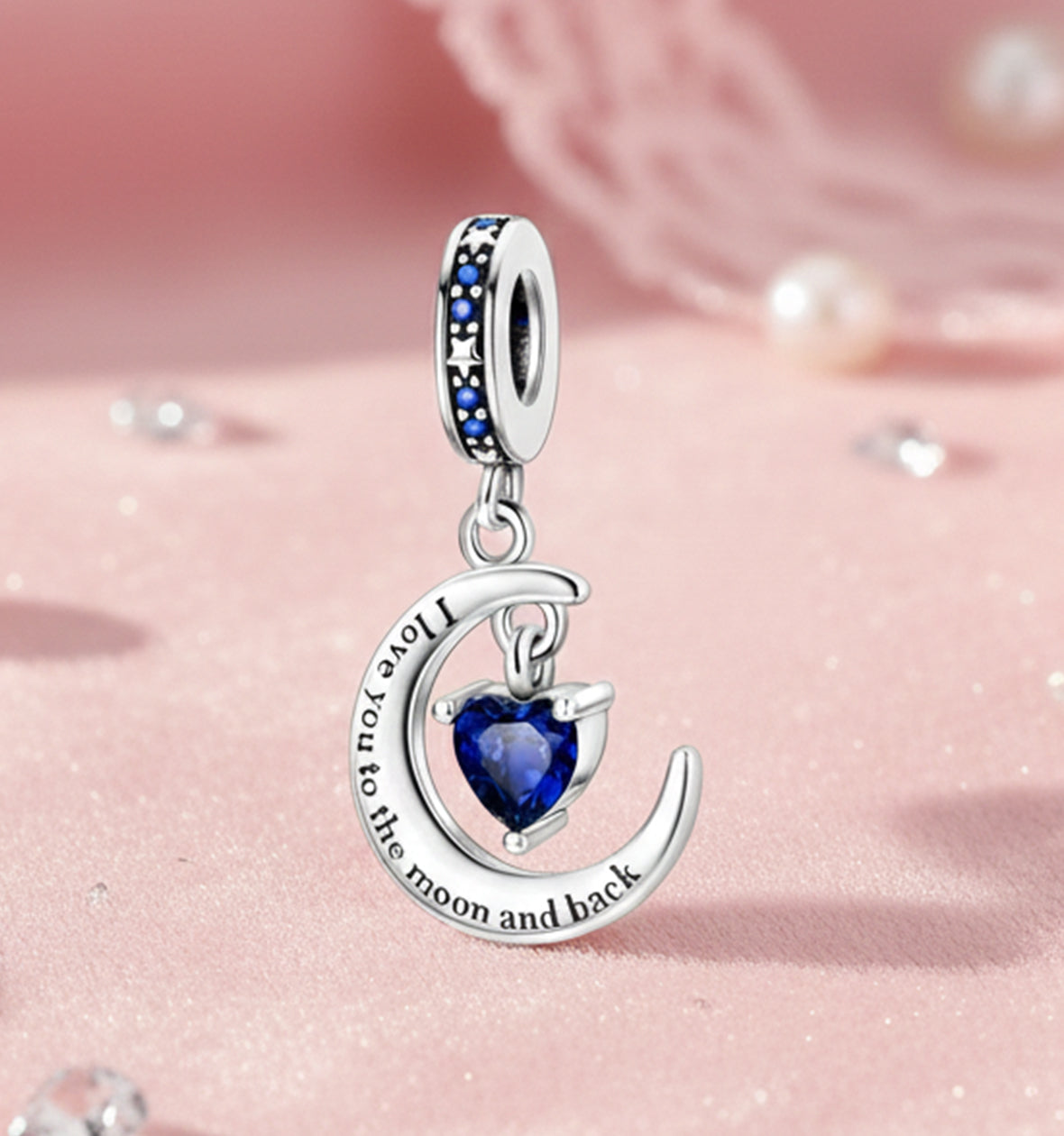 To the Moon and Back Heart Charm