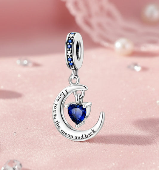 To the Moon and Back Heart Charm